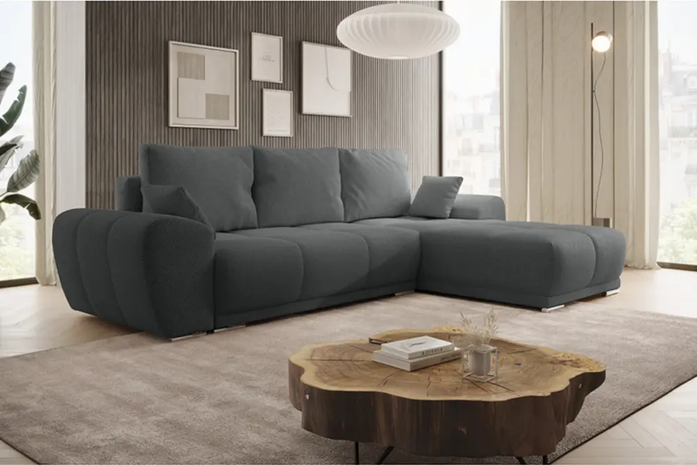 Canapea de colt Tempo Kondela Kerim Roh Right Curio 97 (Dark Gray)