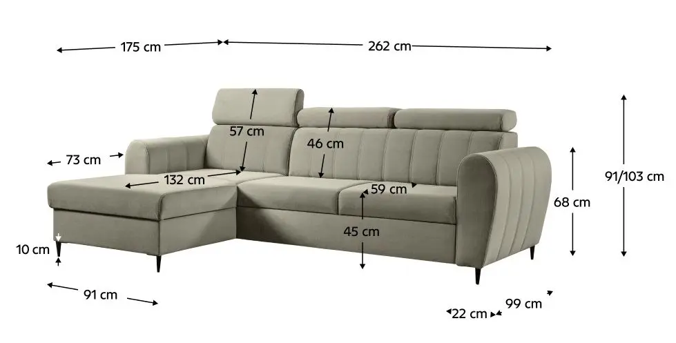 Canapea de colt Tempo Kondela Korio Left (Beige)