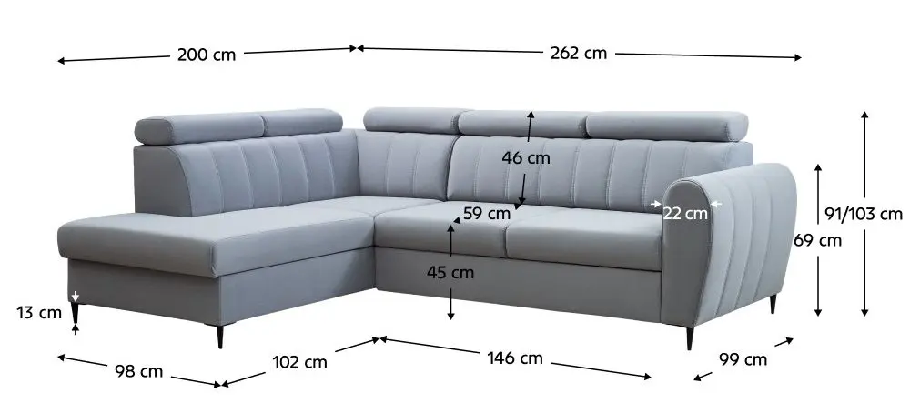 Canapea de colt Tempo Kondela Korio Left (Light Gray)