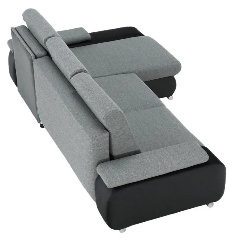 Диван угловой Tempo Kondela Late Right (Black/Gray) - 7