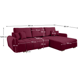 Диван угловой Tempo Kondela Longa Roh (Burgundy) Thumb