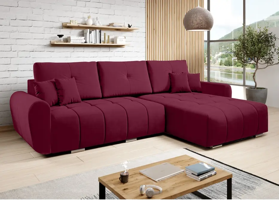 Диван угловой Tempo Kondela Longa Roh (Burgundy)