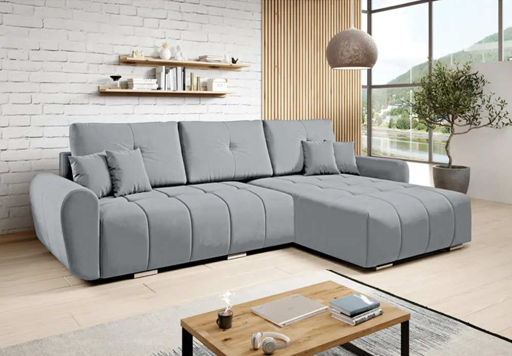 Canapea de colt Tempo Kondela Longa Roh Right Monolith 84 (Light Gray)