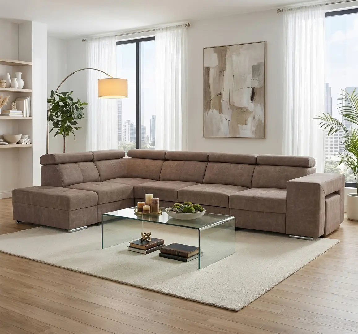 Canapea de colt Tempo Kondela Malaga Big Left (Beige)