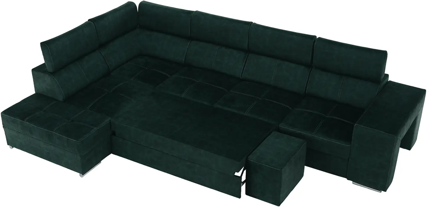 Диван угловой Tempo Kondela Malaga Big Left Country 11 (Emerald) - 3