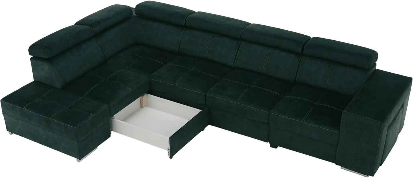Диван угловой Tempo Kondela Malaga Big Left Country 11 (Emerald) - 4