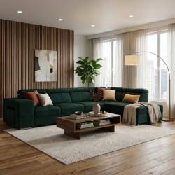 Диван угловой Tempo Kondela Malaga Big Right Country 11 (Emerald)