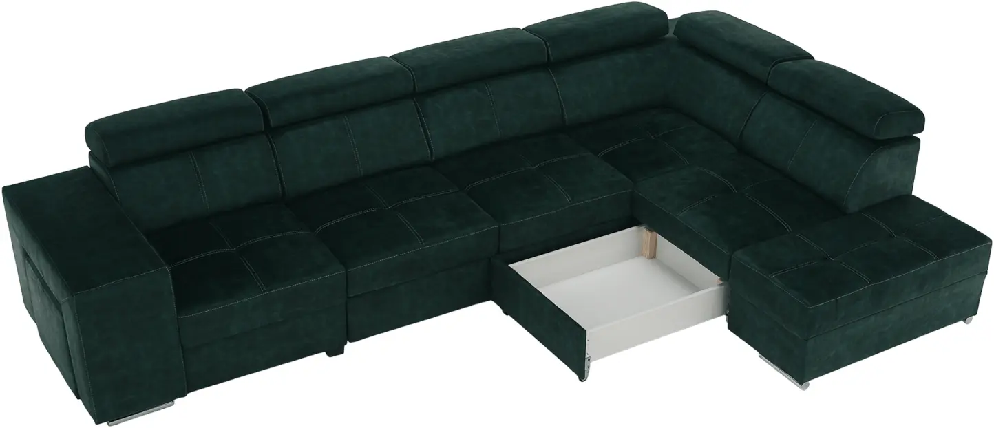 Диван угловой Tempo Kondela Malaga Big Right Country 11 (Emerald) - 5