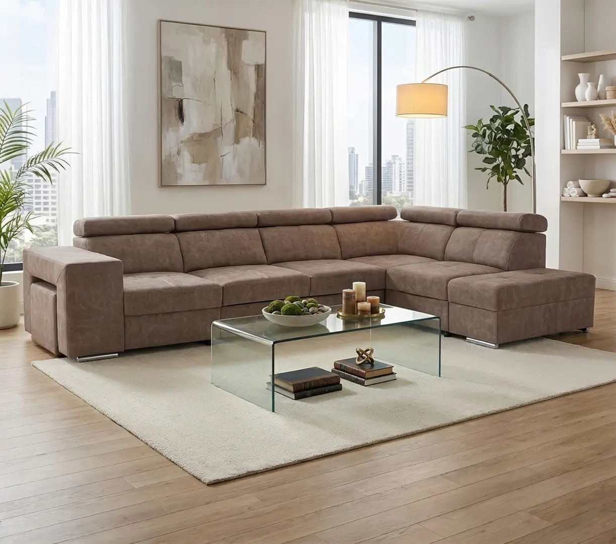 Canapea de colt Tempo Kondela Malaga Big Right Country 3 (Beige)