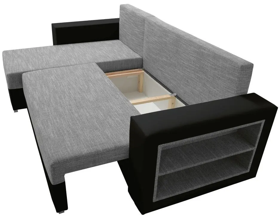 Canapea de colt Tempo Kondela Merak Roh Left (Black/Grey) - 4