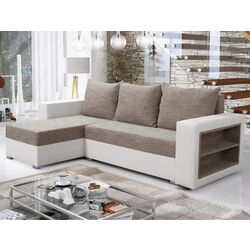 Диван угловой Tempo Kondela Merak Roh Left (White/Brown)