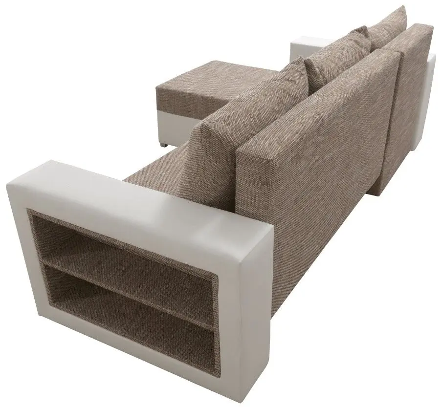 Диван угловой Tempo Kondela Merak Roh Left (White/Brown) - 5