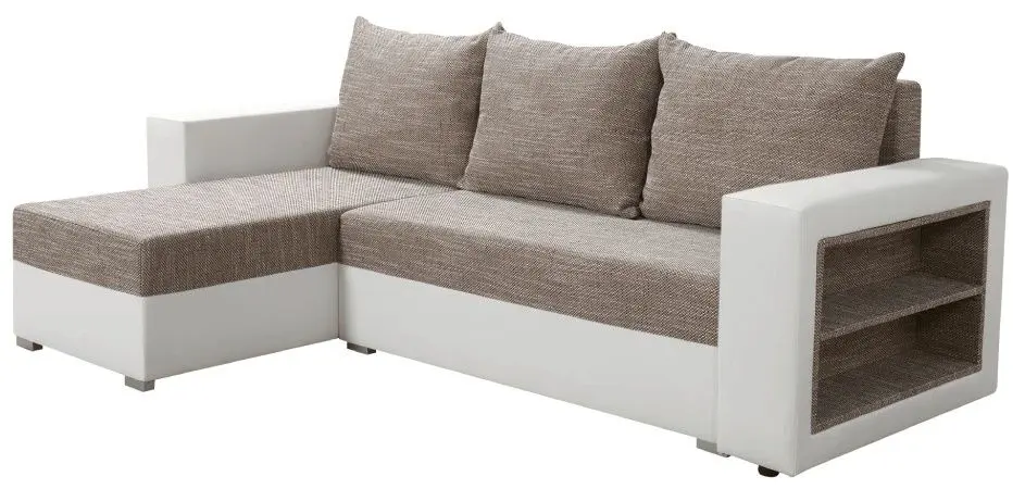 Диван угловой Tempo Kondela Merak Roh Left (White/Brown) - 6