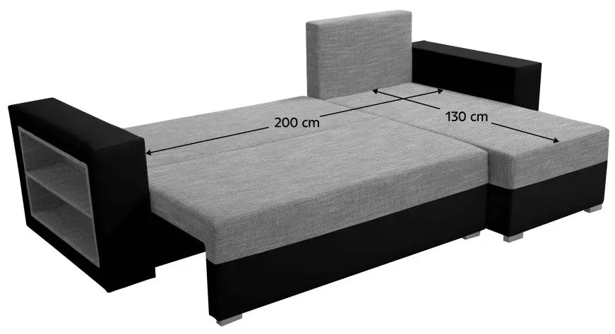 Диван угловой Tempo Kondela Merak Roh Right (Black/Grey) - 2