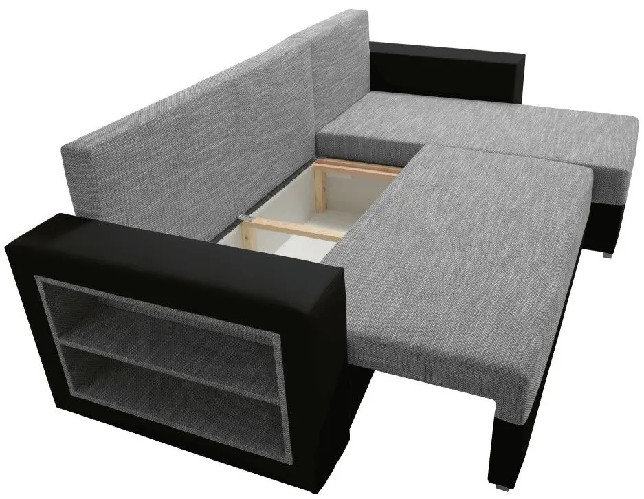 Диван угловой Tempo Kondela Merak Roh Right (Black/Grey) - 4