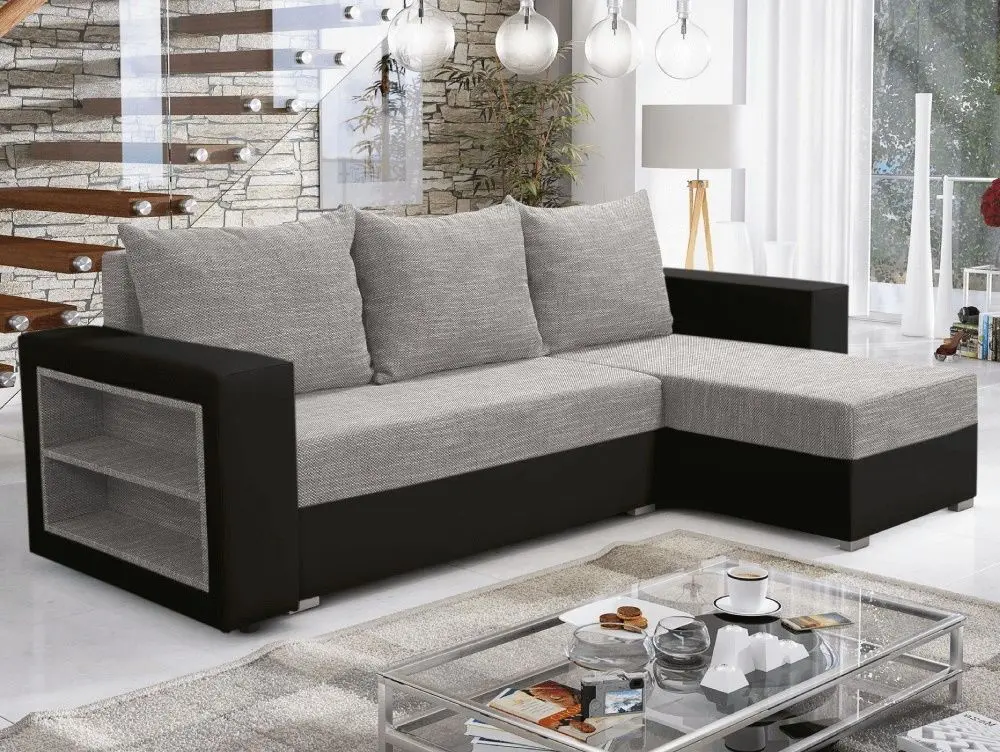 Диван угловой Tempo Kondela Merak Roh Right (Black/Grey)