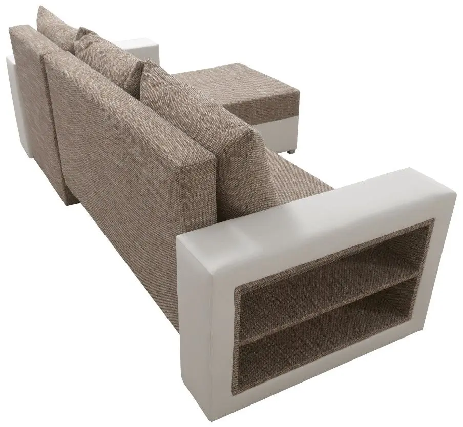Диван угловой Tempo Kondela Merak Roh Right (White/Brown) - 5