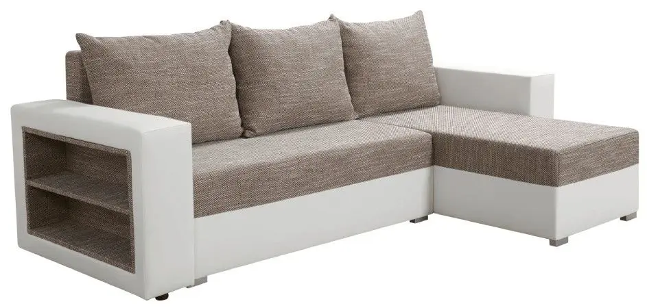 Диван угловой Tempo Kondela Merak Roh Right (White/Brown) - 6