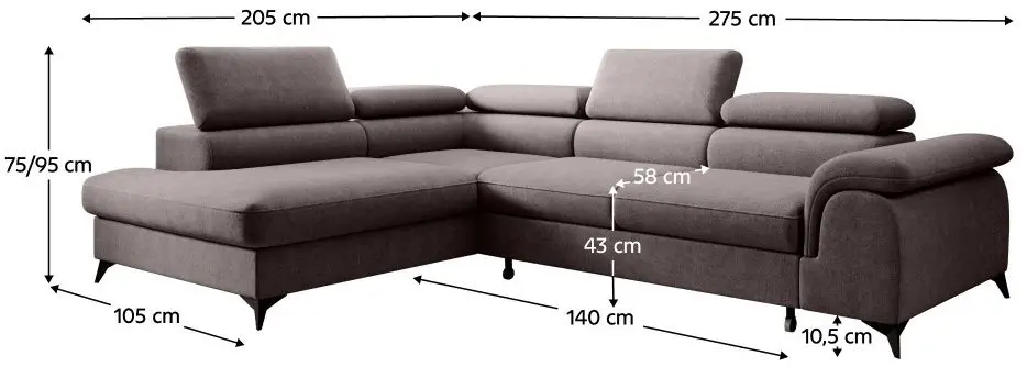 Canapea de colt Tempo Kondela Pony Left (Brown-grey)