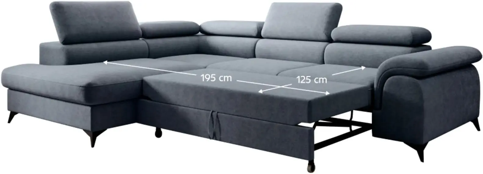 Canapea de colt Tempo Kondela Pony Roh Left Whisper 15 (Steel Grey)