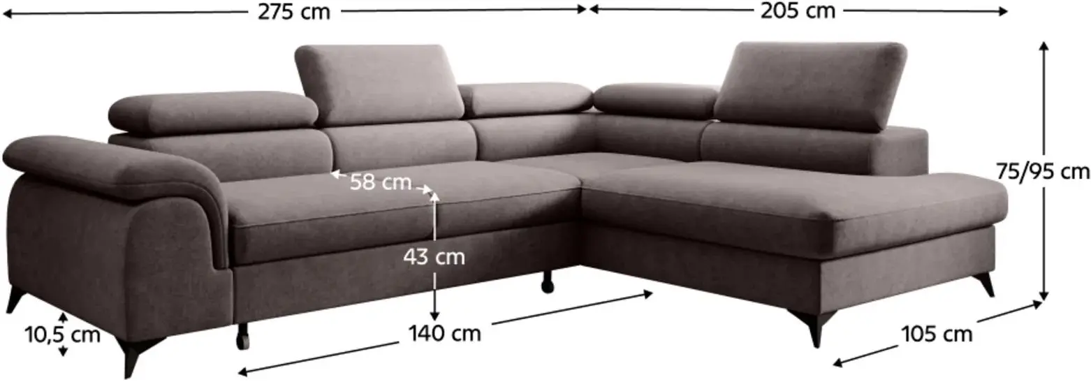 Canapea de colt Tempo Kondela Pony Roh Right Whisper 05 (Grey Brown)