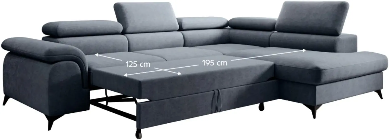 Диван угловой Tempo Kondela Pony Roh Right Whisper 15 (Steel Grey)