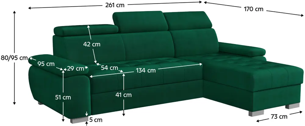 Диван угловой Tempo Kondela Semi Roh Right Kronos 14 (Green)