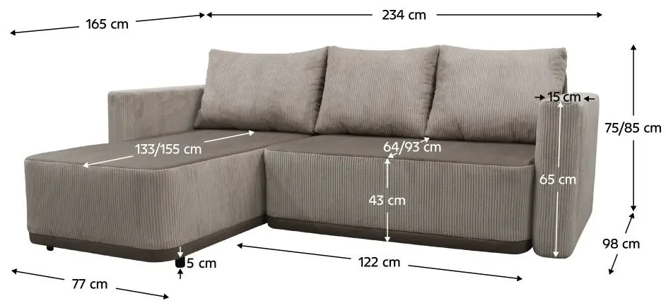 Диван угловой Tempo Kondela Senty (Grey-beige)