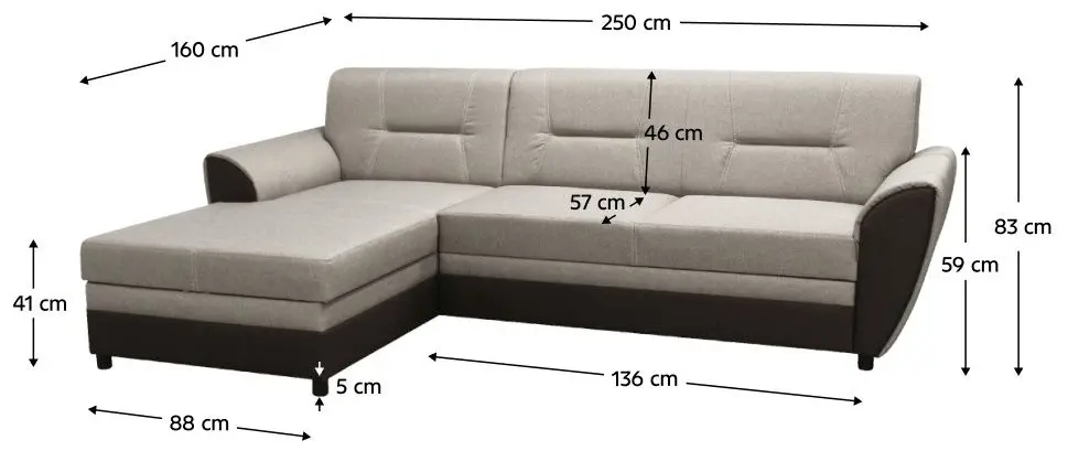 Диван угловой Tempo Kondela Sevard Roh Left (Brown/Grey Beige)