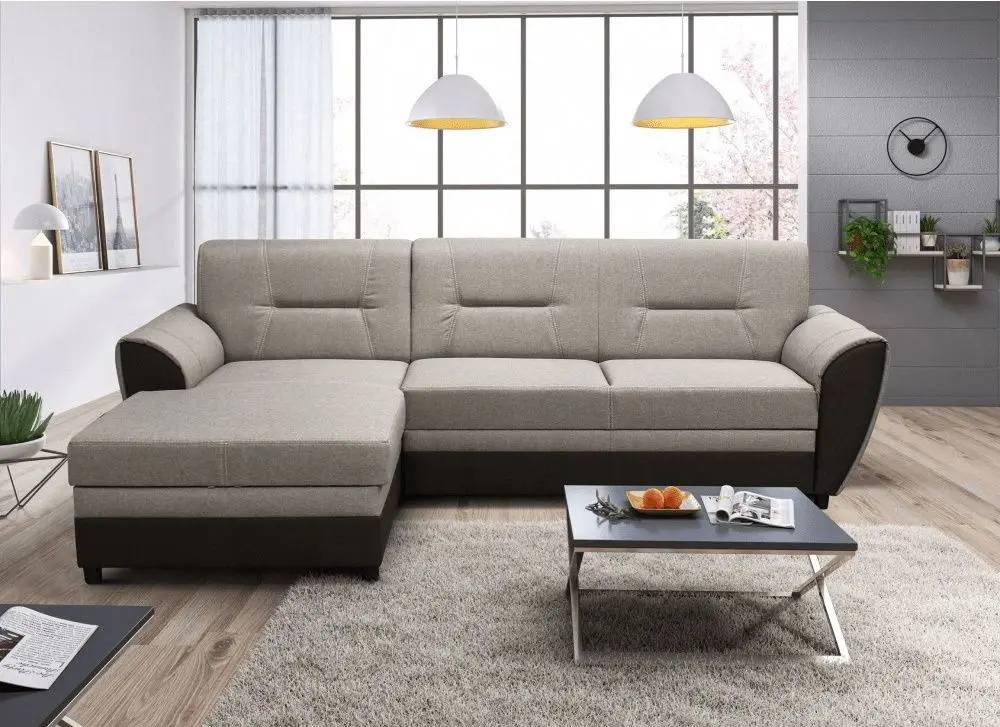 Диван угловой Tempo Kondela Sevard Roh Left (Brown/Grey Beige)