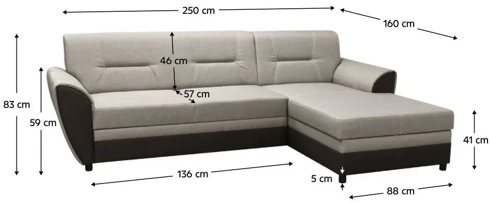 Диван угловой Tempo Kondela Sevard Roh Right (Brown/Grey Beige)