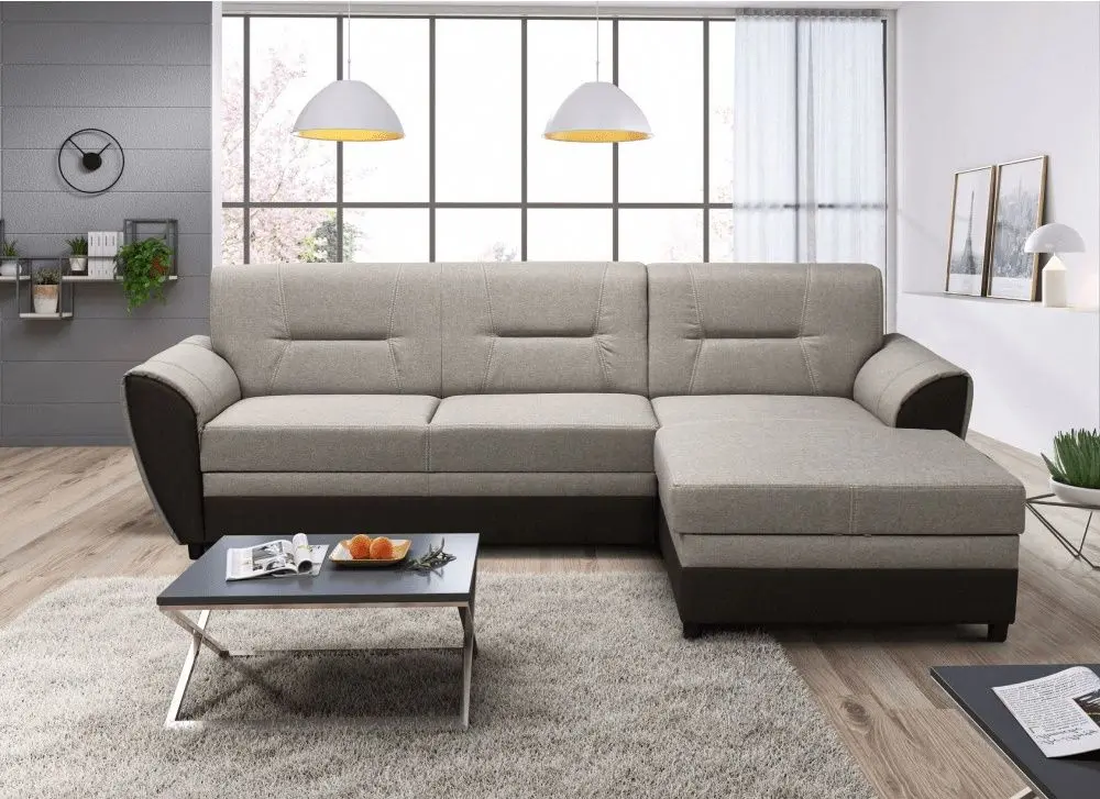 Диван угловой Tempo Kondela Sevard Roh Right (Brown/Grey Beige)