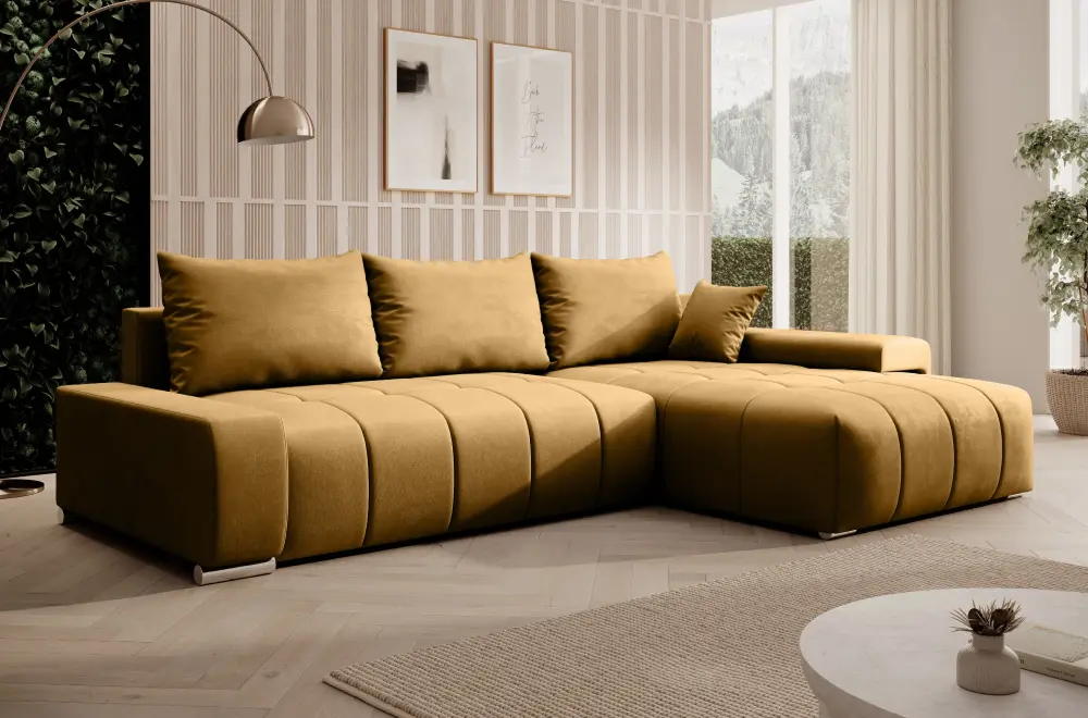 Диван угловой Tempo Kondela Vezan Roh Right Monolith 48 (Mustard)