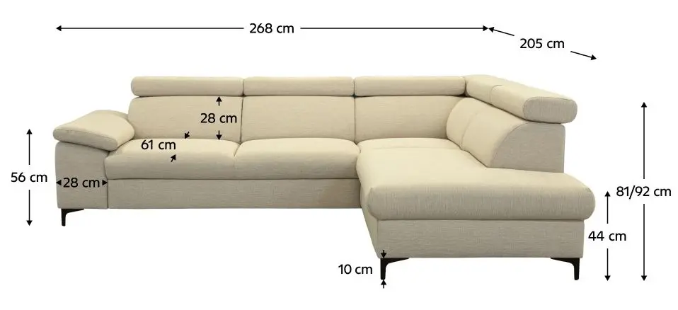 Canapea de colt Tempo Kondela Zachary Roh Right (Cream) - 3