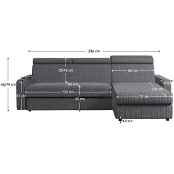 Canapea de colt Tempo Kondela Mora Roh Right Poso 60 (Gray) Thumb