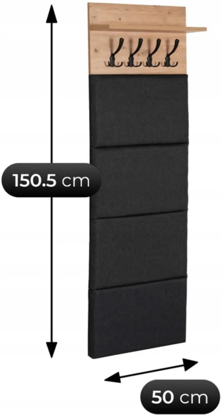 Вешалка Mebel Elite Parma 50cm (Artisan Oak/Graphite) - 4