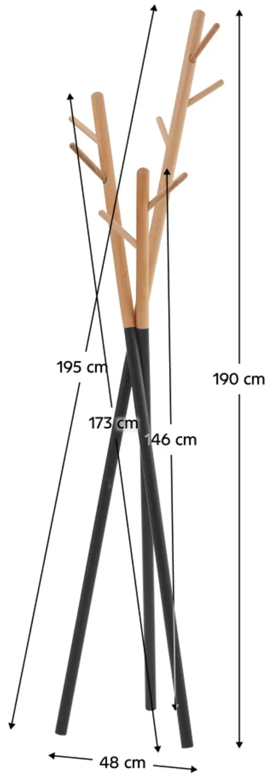 Вешалка Tempo Kondela Elvar (Black/Natural) - 4