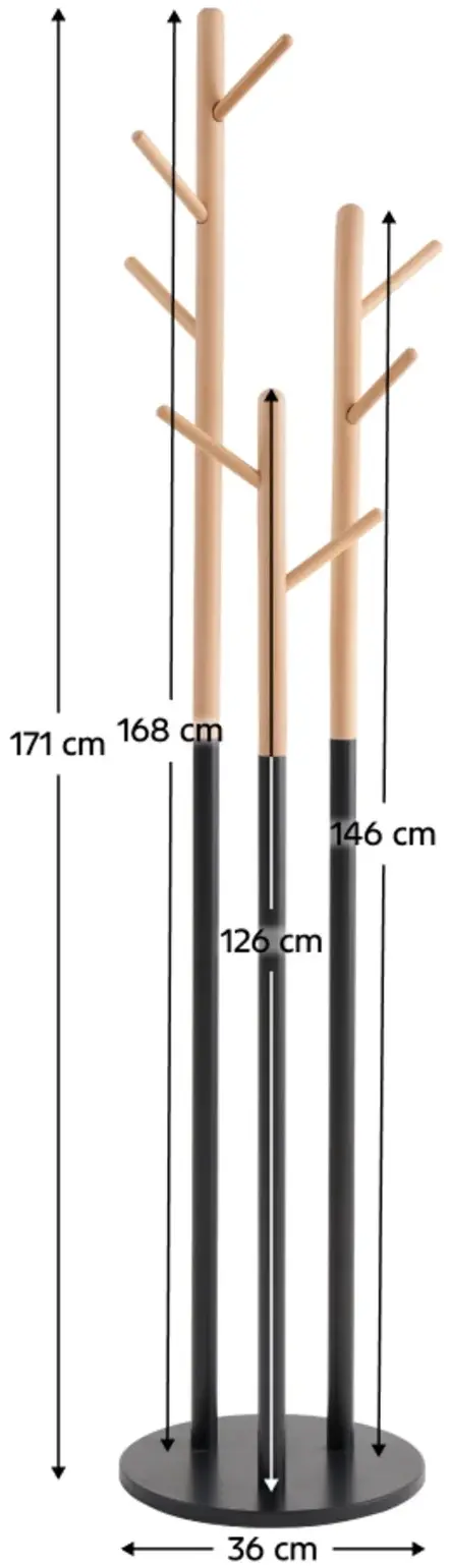 Вешалка Tempo Kondela Tavel (Black/Natural) - 4