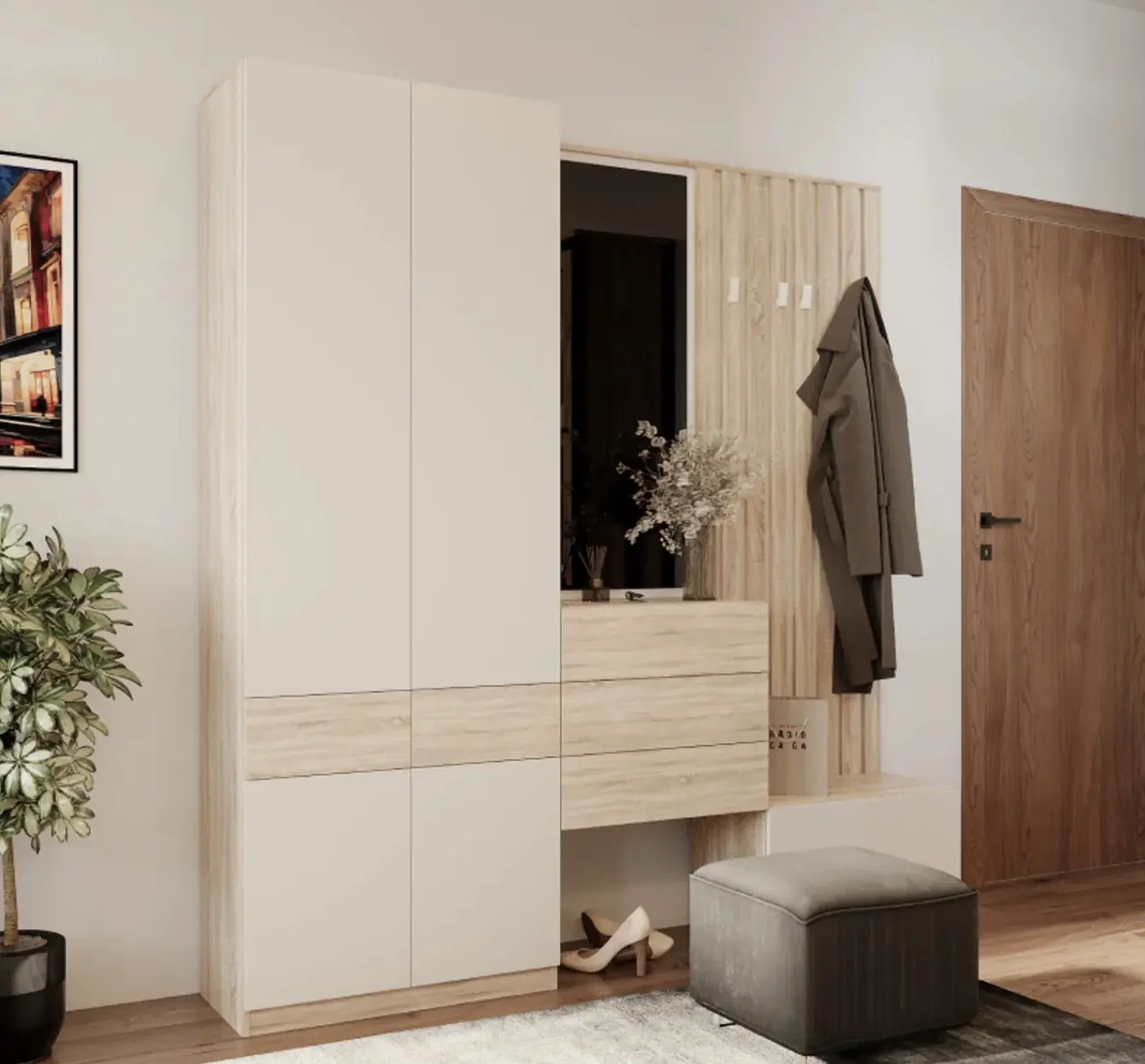 Вешалка Tempo Kondela Vertio WIE67 (Sonoma Oak/Cashmere) - 5