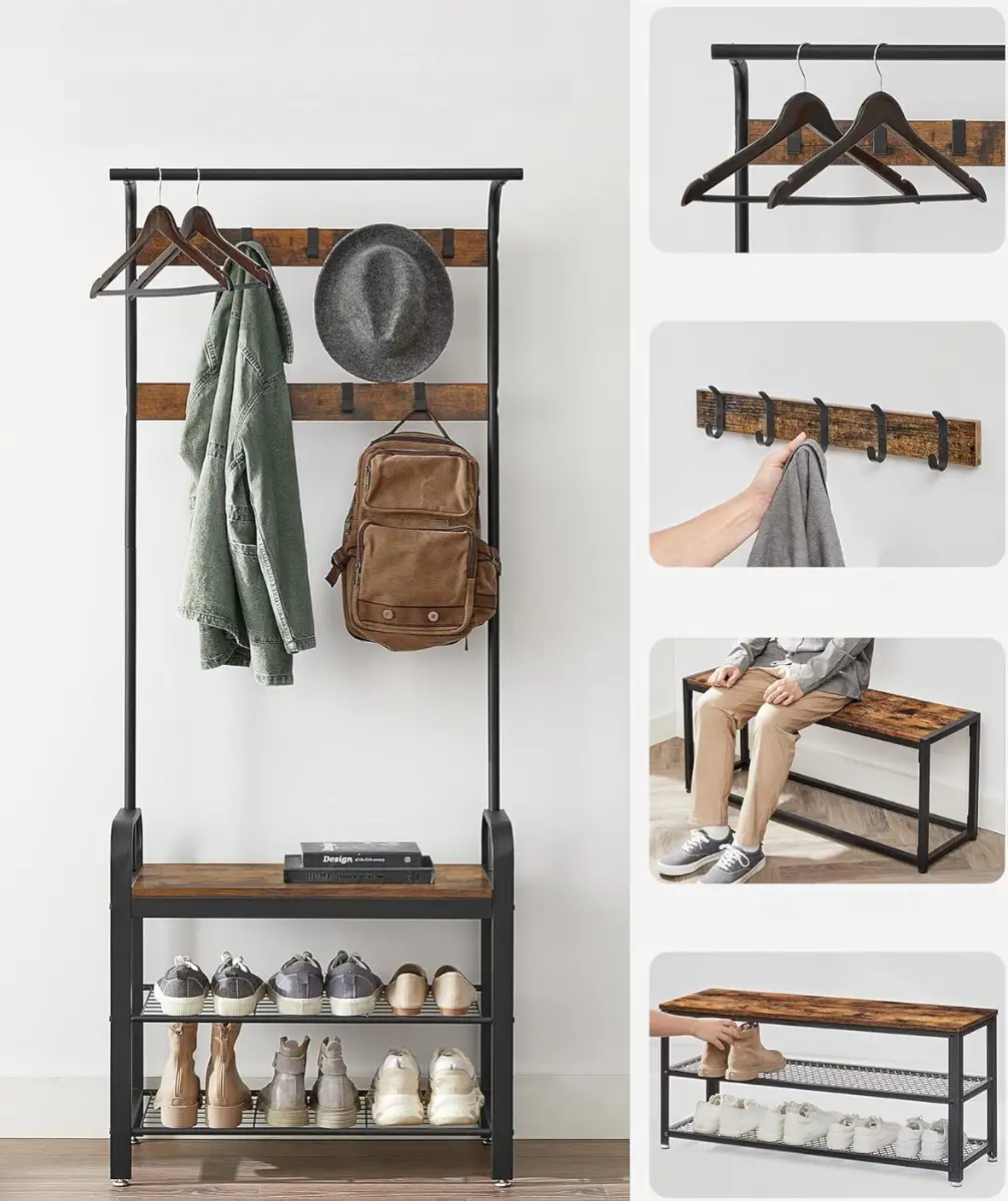 Вешалка Vasagle HSR40B (Rustic Brown/Black) - 4