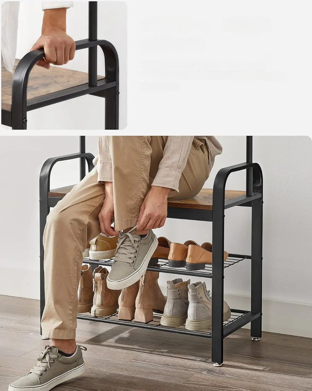 Вешалка Vasagle HSR40B (Rustic Brown/Black) - 6