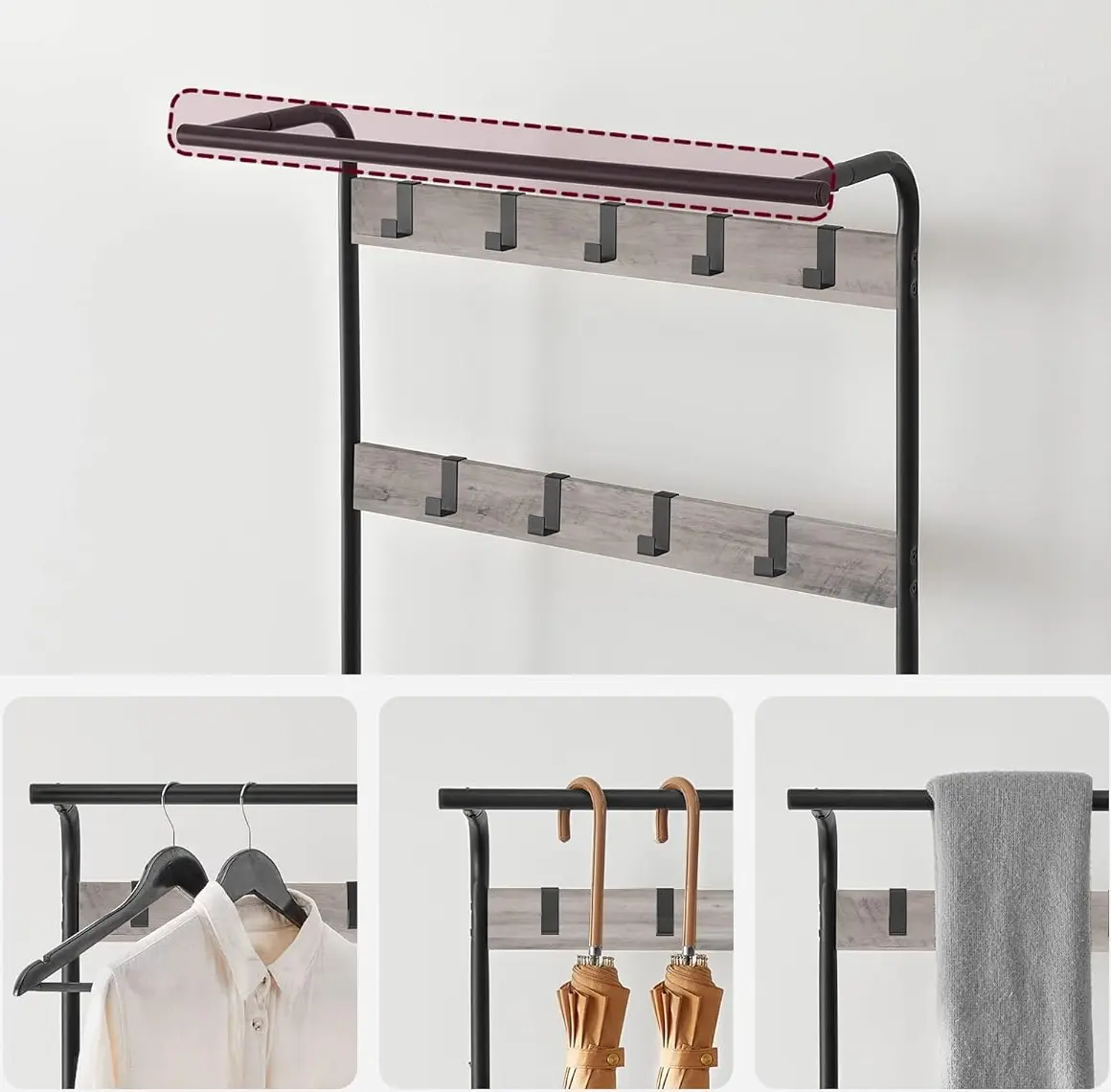 Cuier Vasagle HSR40MB (Greige/Black)