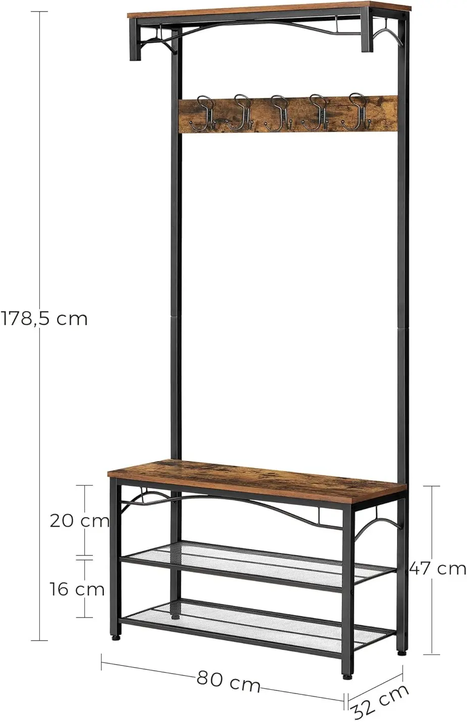 Вешалка Vasagle HSR45BX (Rustic Brown/Black) - 9