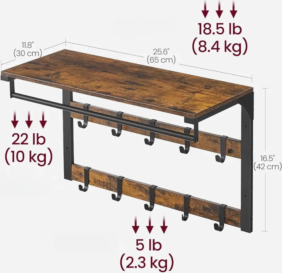 Вешалка Vasagle LCR101B01 (Rustic Brown/Black) - 5