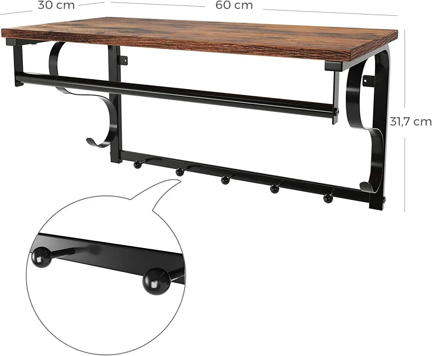 Вешалка Vasagle LCR11BX (Rustic Brown/Black) - 7