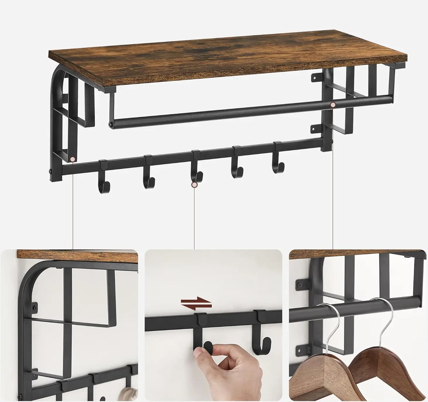 Вешалка Vasagle LCR12BX (Rustic Brown/Black) - 4