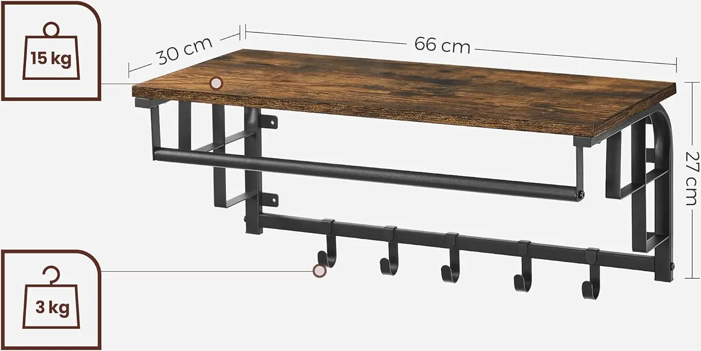 Вешалка Vasagle LCR12BX (Rustic Brown/Black) - 7