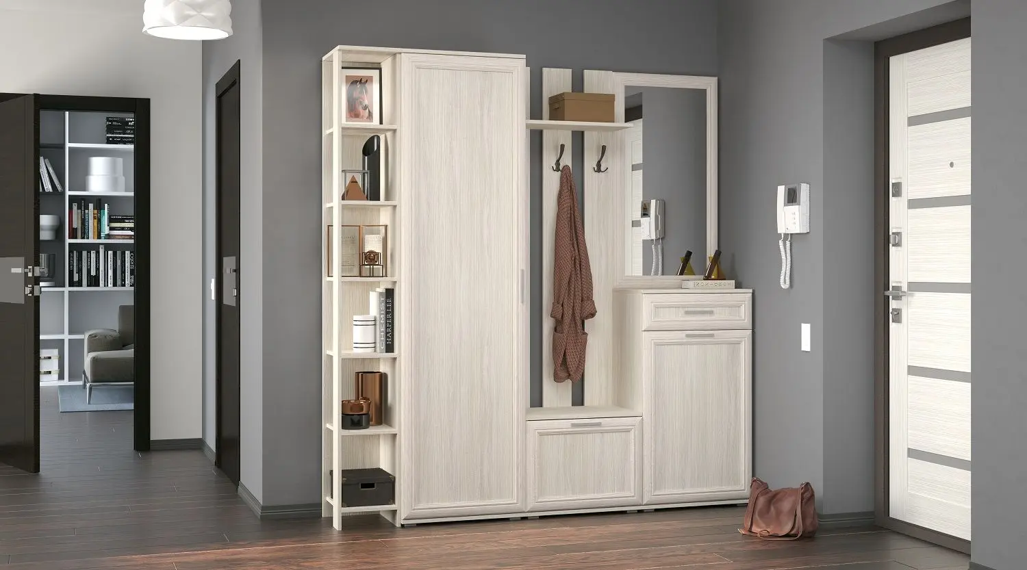 Вешалка Астрид-Мебель Джаз 01 3D (Ясень Анкор Белый) - 2