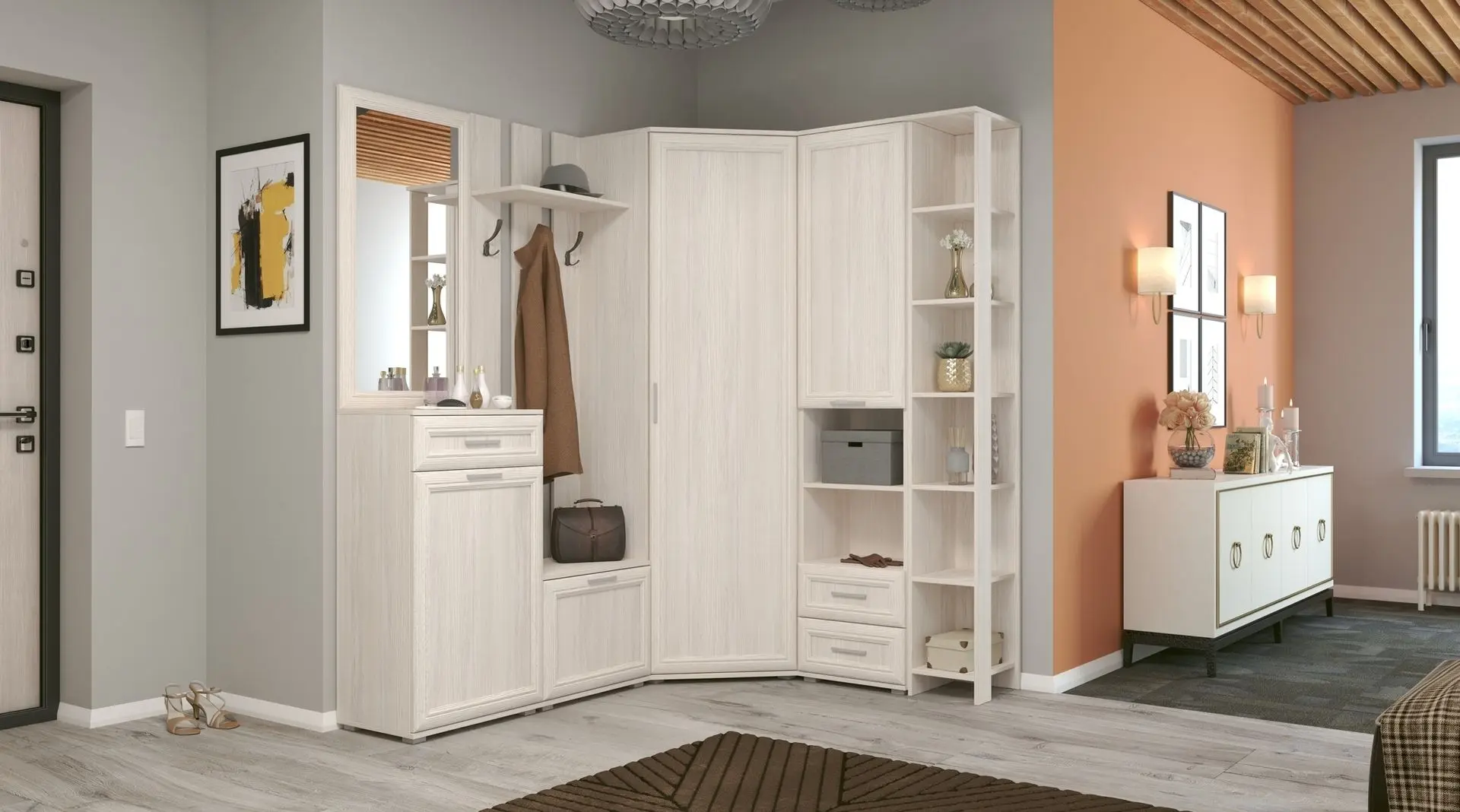 Вешалка Астрид-Мебель Джаз 01 (Ясень Анкор Белый) - 3