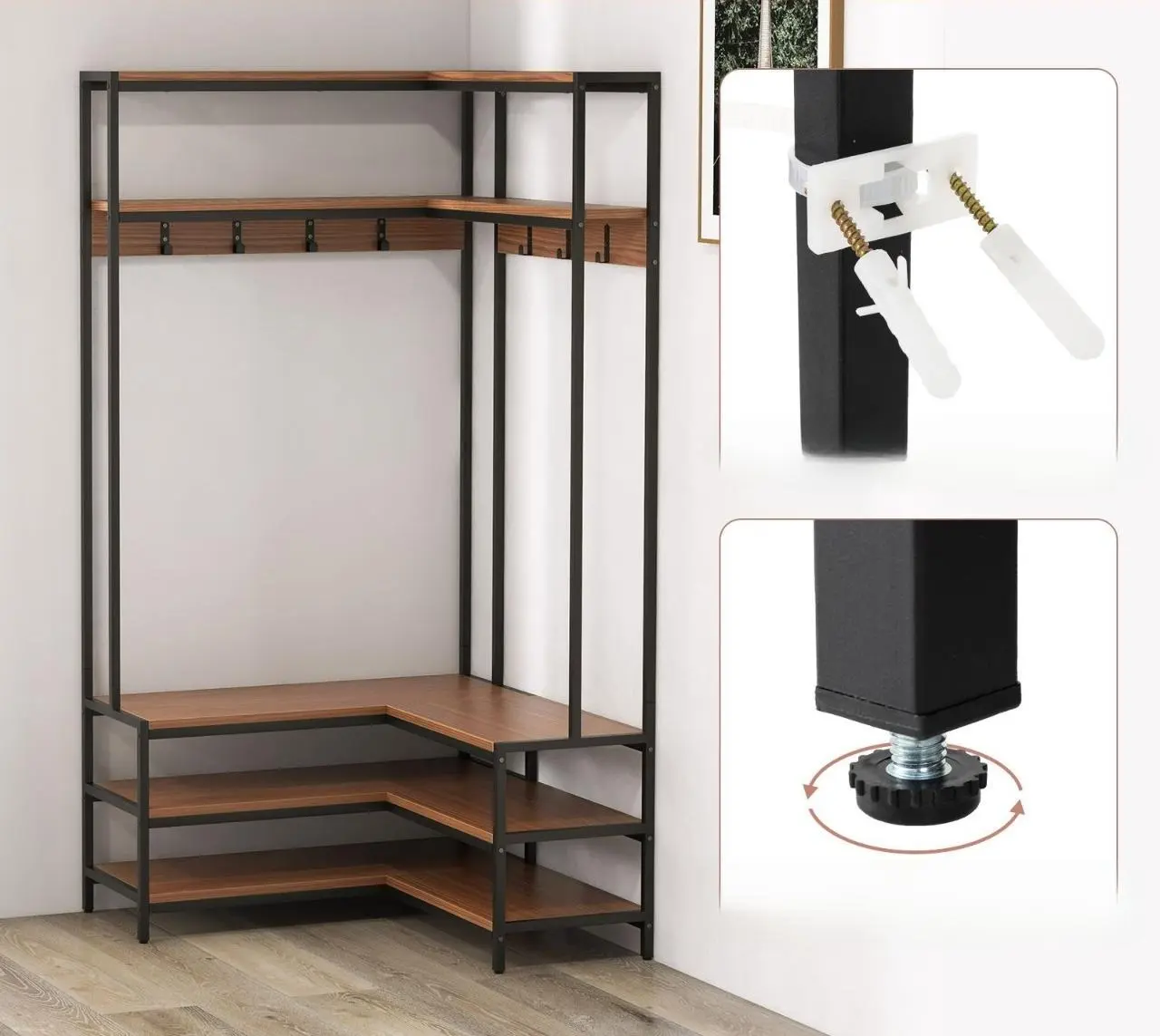 Вешалка Costway HU10555WT (Black/Brown)